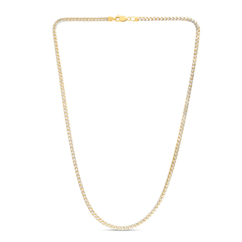 14K Gold 3.2mm Round Pave Franco Chain Necklace for Women - Elegant Layering Piece for Everyday Wear & Special Occasions