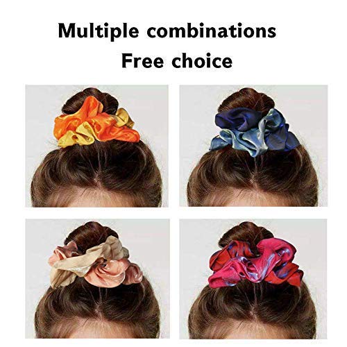 FAMEZA 9-Piece Satin Scrunchies for Women & Girls - Large Shiny Soft Elastic Hair Bands, Ponytail Holders for Everyday Use, Workouts, and Special Occasions