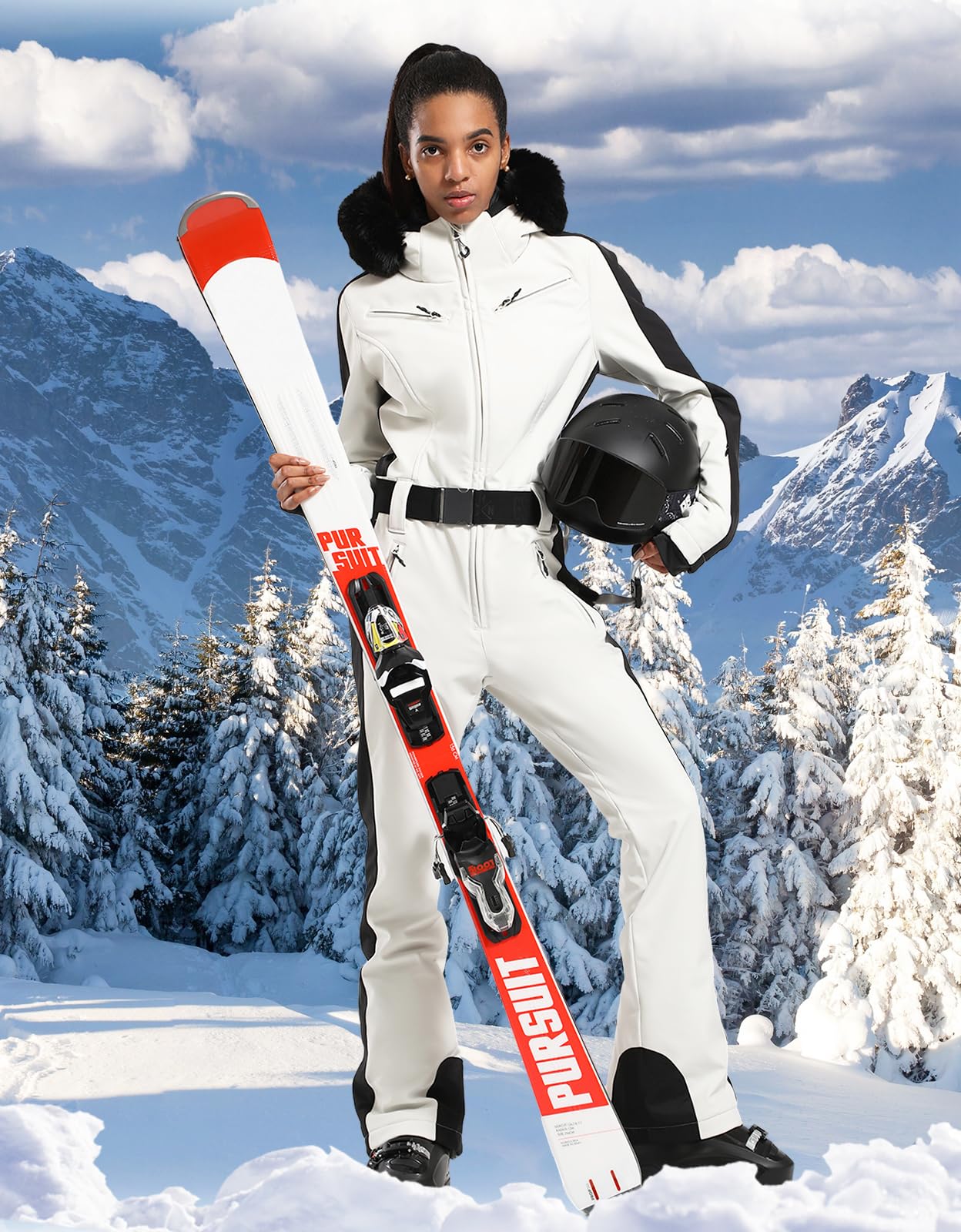 GSOU SNOW Women's One Piece Ski Suit - Waterproof Windproof Insulated Snowboard Jumpsuit for Winter Sports & Outdoor Activities | Perfect for Skiing, Snowboarding & Cold Weather Adventures