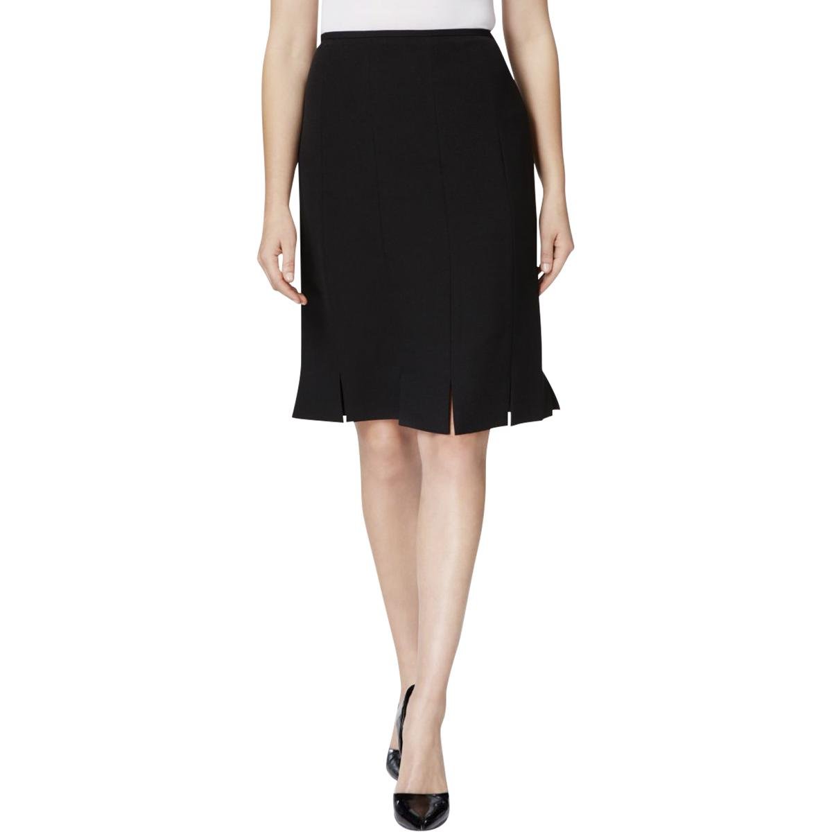 Kasper Women's Fringe Slit Pencil Skirt - Black Size 4 | Office Work & Party Cocktail Dress | Elegant Bodycon Midi Skirt for Business & Night Out