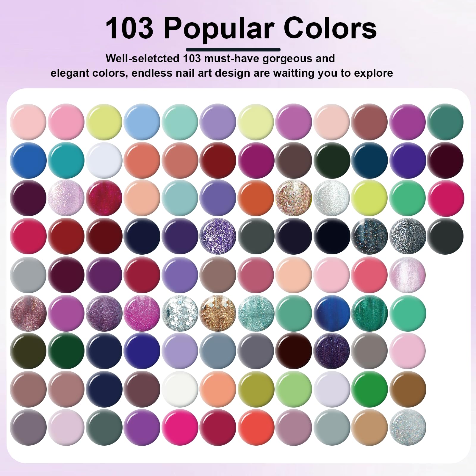 103 Colors Gel Nail Polish Set - Long Lasting Soak Off UV LED Nail Art Kit with Base Coat, Glossy & Matte Top Coat for Salon & Home Manicure | Perfect for Nail Art Designs, DIY Nails & Professional Use