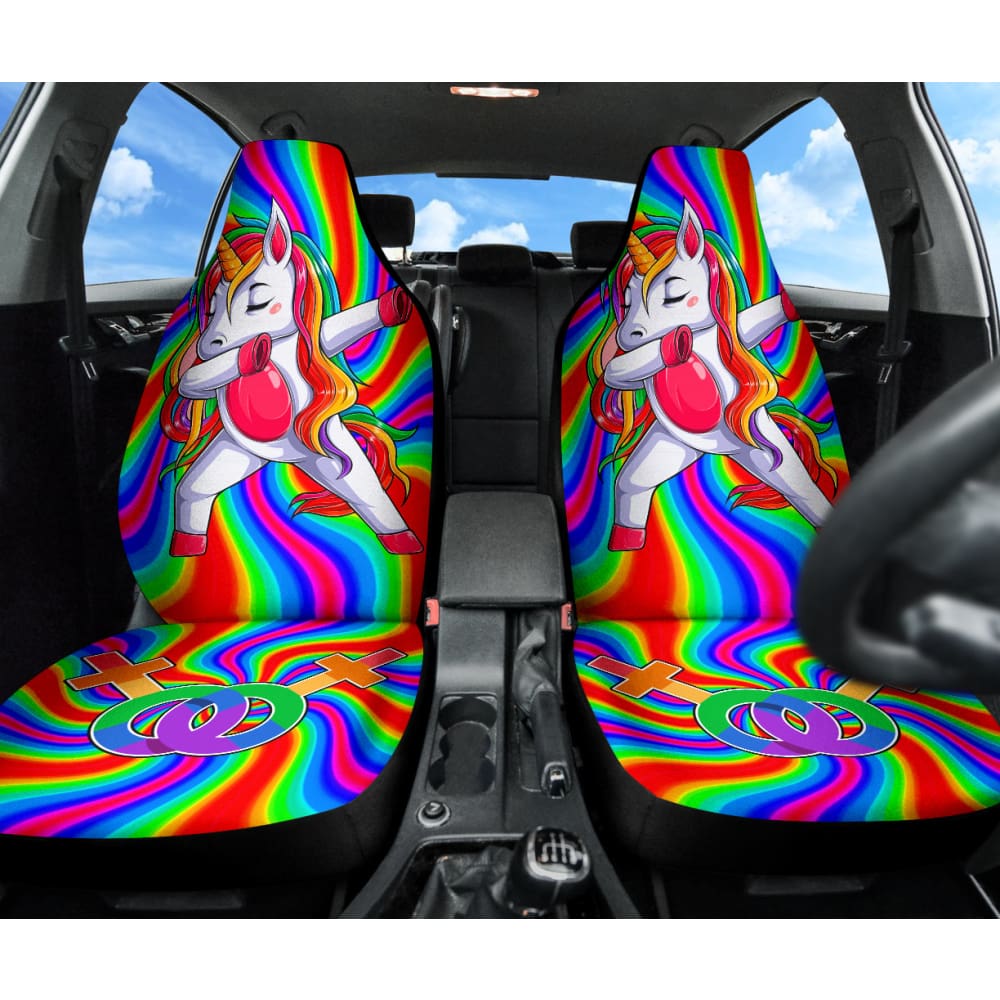 Rainbow Unicorn LGBT Pride Car Seat Covers - Soft Universal Fit for Cars, Trucks & SUVs - Perfect for Pride Parades, Road Trips & LGBTQ+ Supporters