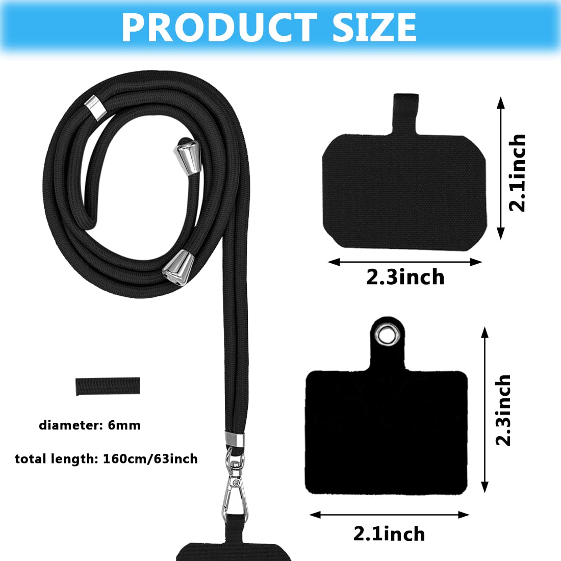 4 Pack Phone Lanyards with Stickers - Adjustable Strap for Smartphones - Home & Office Use