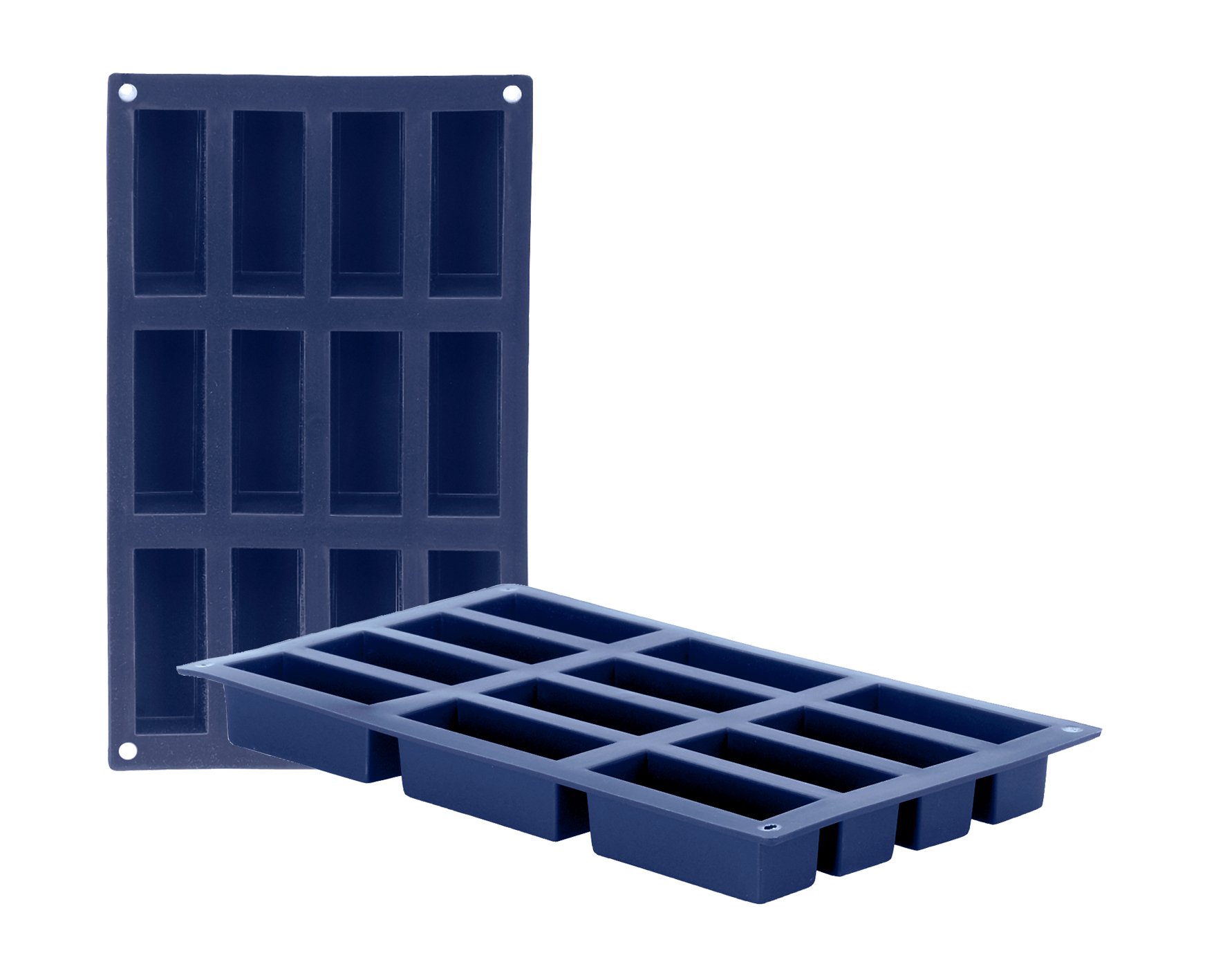 Blueberry Baking Mold - 12 Rectangular Silicone Cups for Muffins, Brownies & Cupcakes (Blue, 30x18x3cm) - Perfect for Home Baking, Parties & Gift Giving