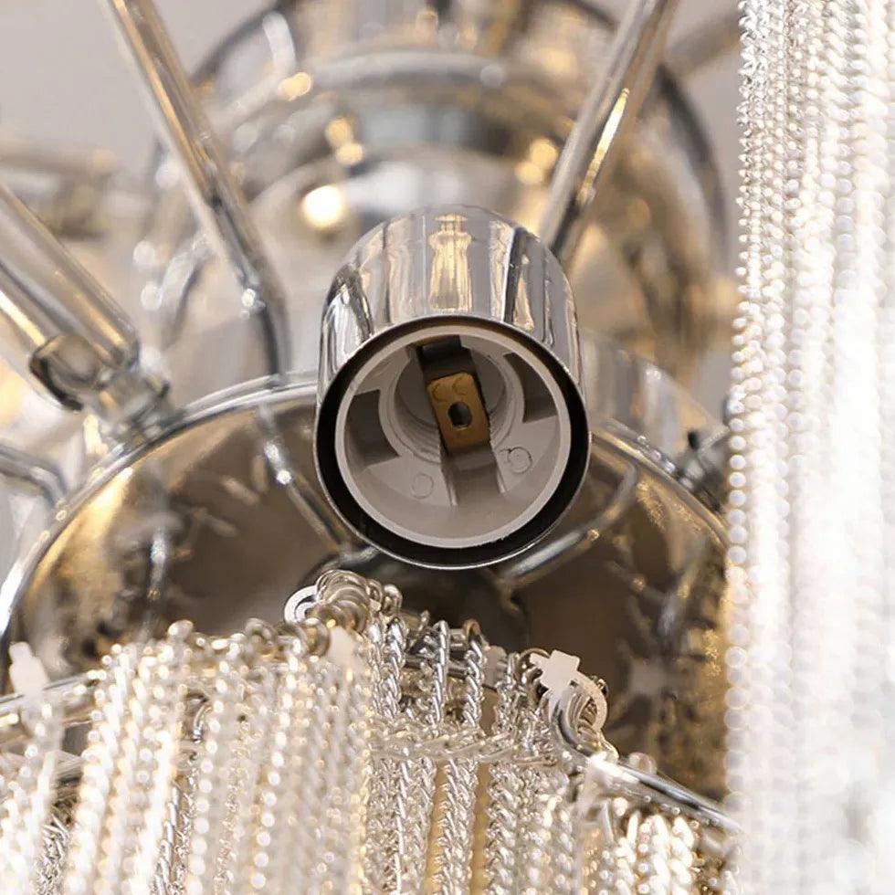 Modern Silver Tassel Pendant Light - Elegant Luxury Chandelier for Dining Room, Bedroom, or Living Room Lighting Decor