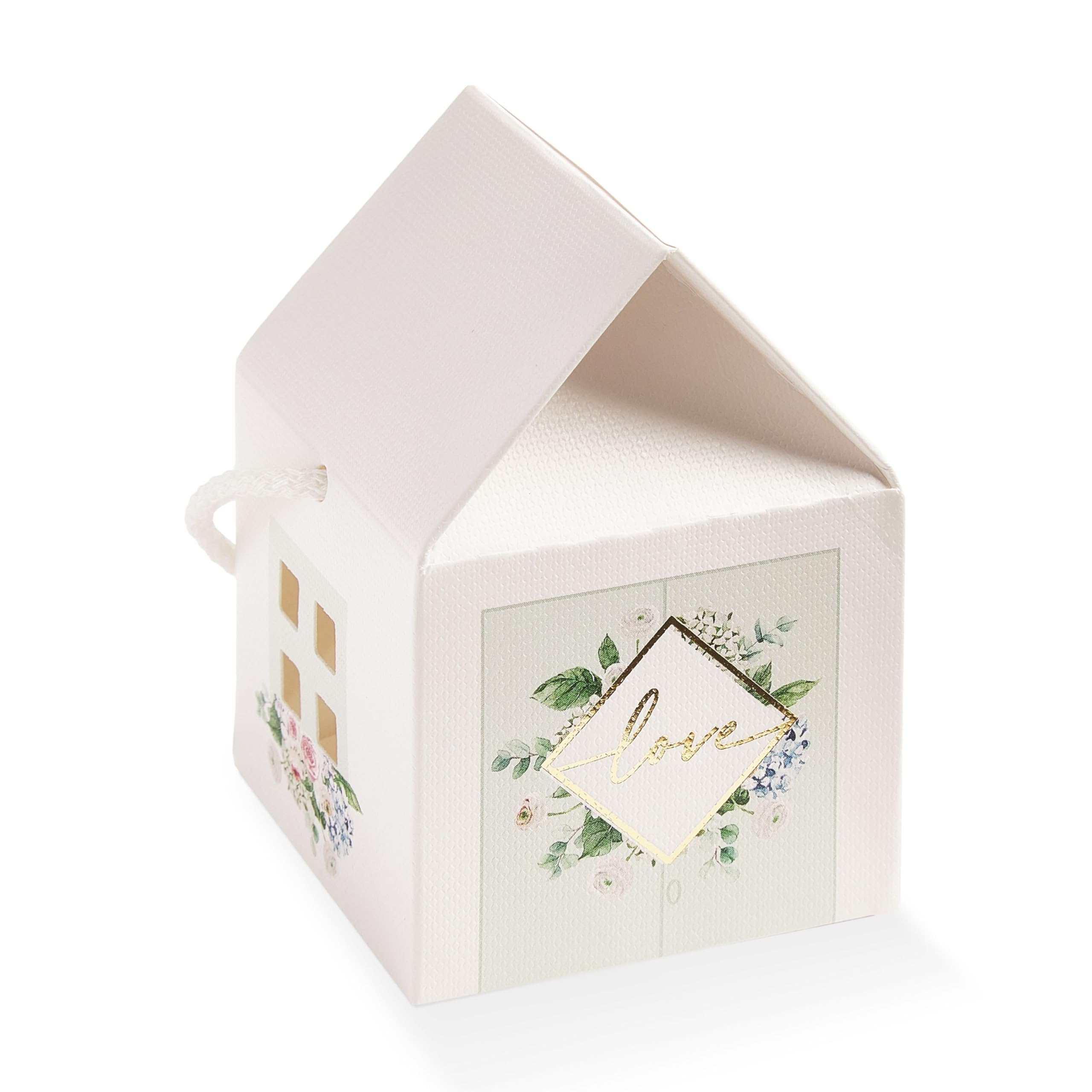 40pcs White Floral Wedding Favor Boxes 2.16x2.16x1.96in - Candy Party Decor