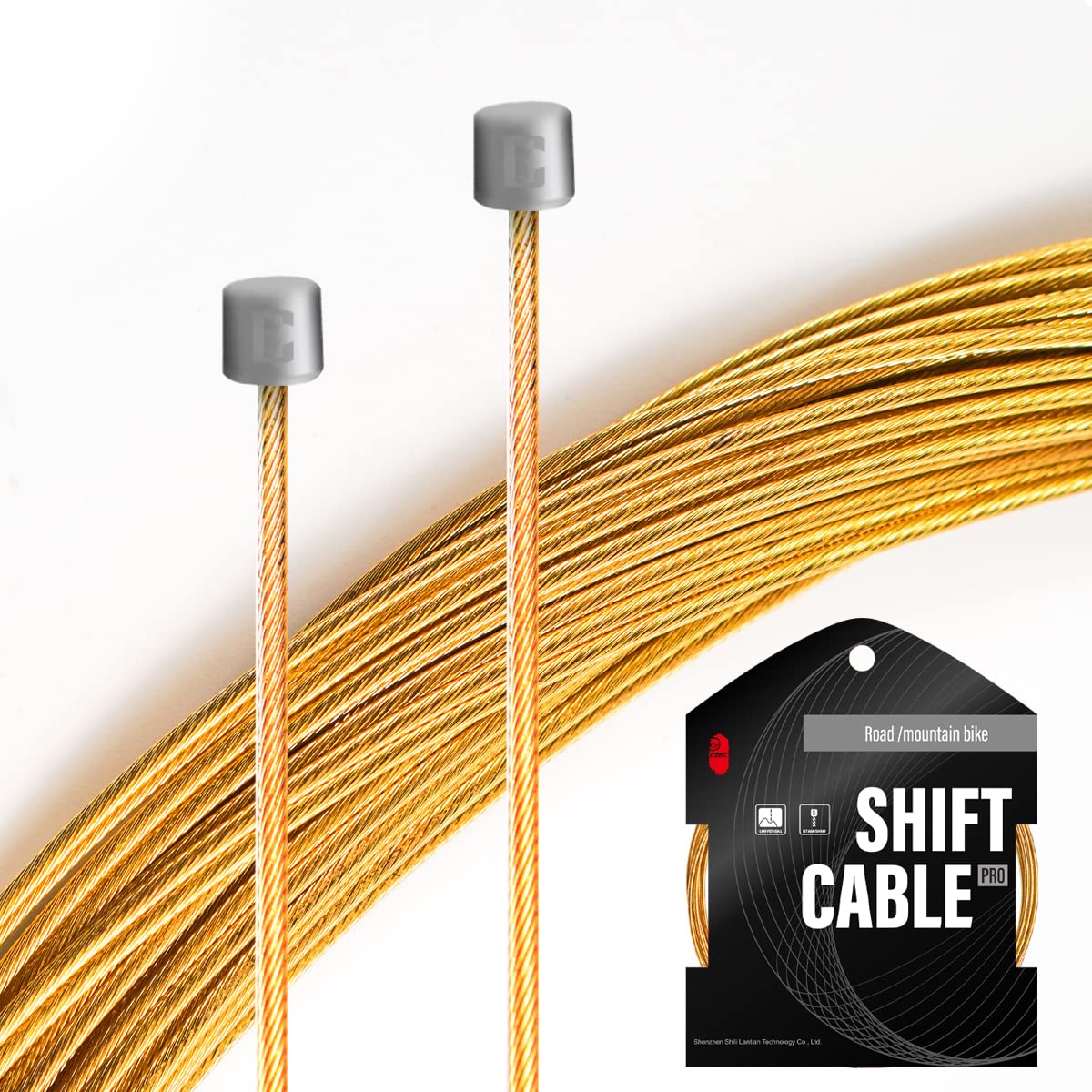 Premium CNC Pro Slick Polished Bike Shifter Cable for Shimano & SRAM Derailleurs | 1.2x2100-3500mm Gold Coated | Mountain Bike, Road Bike, MTB Gear Cable | Smooth Shifting for Trail Riding & Commuting