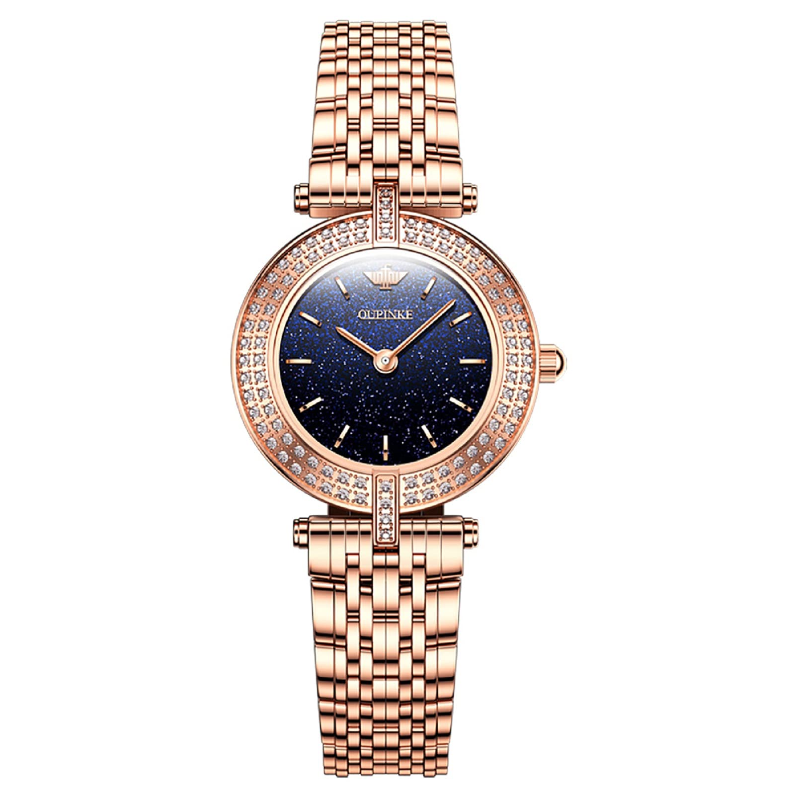 OUPINKE Women's Rose Gold Watch - Analog Quartz Waterproof Ultra Slim Diamond Ladies Wristwatch for Elegant Style | Perfect for Office, Party & Daily Wear