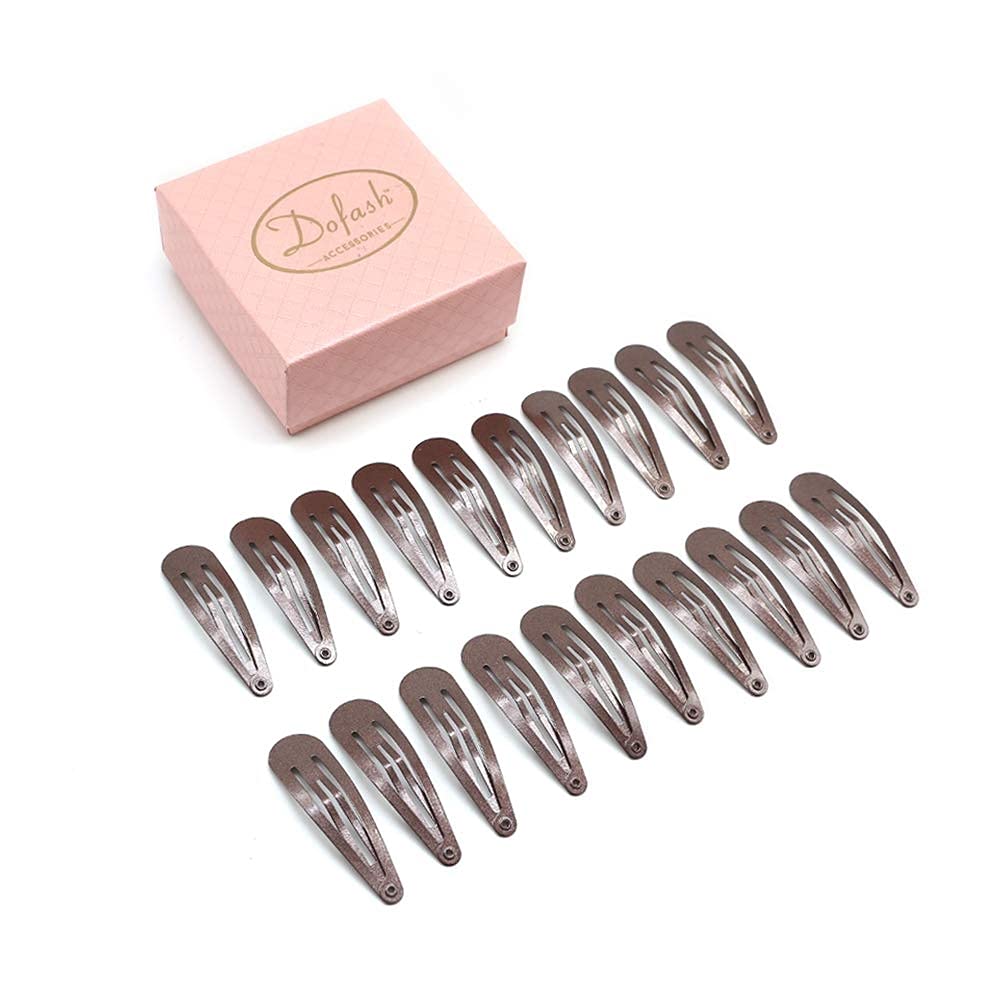 Dofash 20Pcs Metal Snap Hair Clips for Women - 5cm/2in Brown Hair Accessories for Styling & Updos