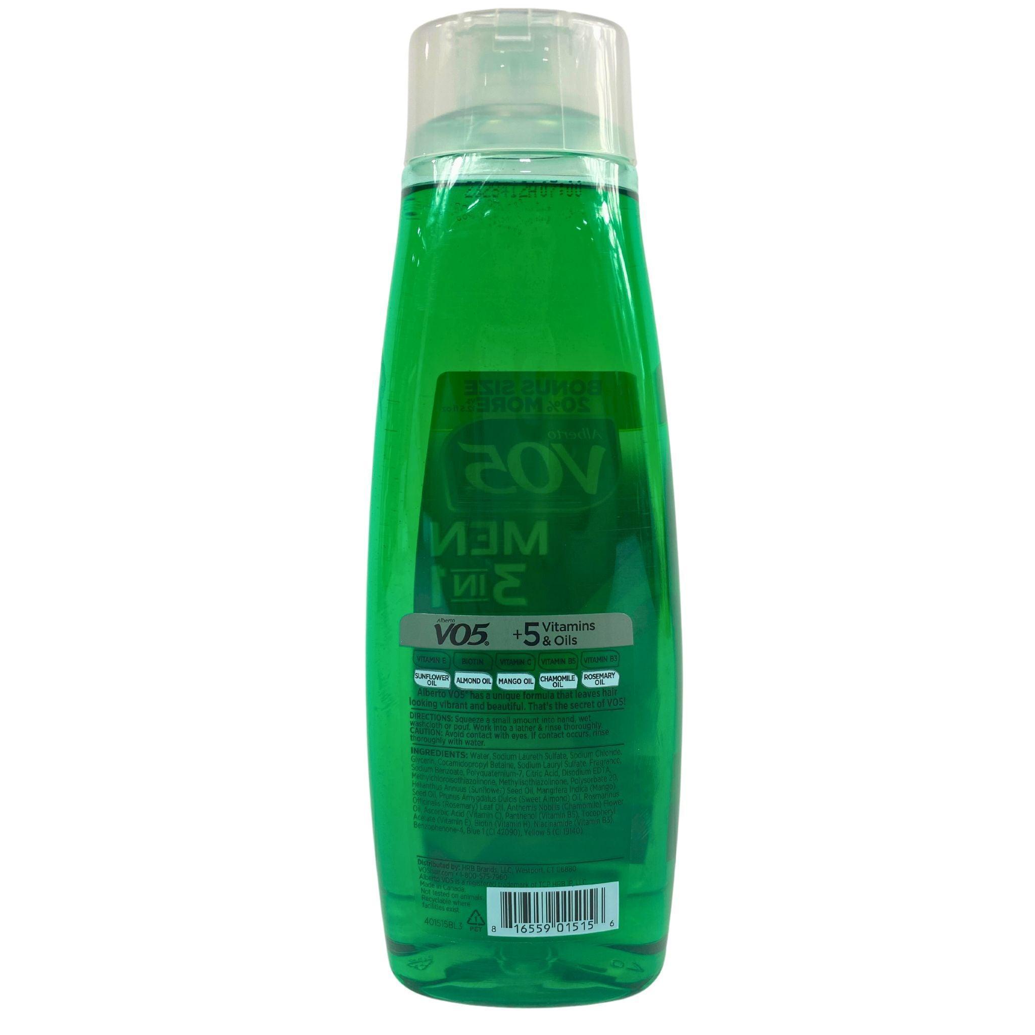Alberto VO5 Men's 3-in-1 Shampoo, Conditioner & Body Wash with Fresh Energy & 5 Vitamins - 15oz (60-Pack) - Perfect for Gym, Travel & Daily Shower Routine