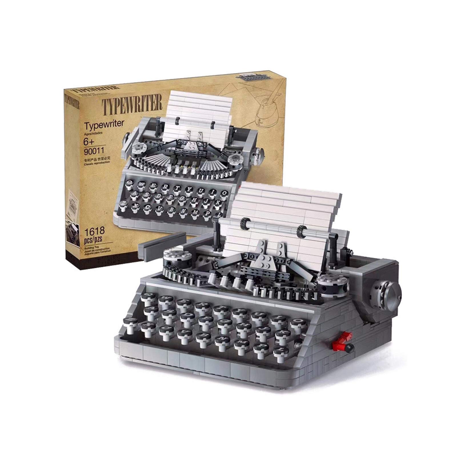 Mini Classic Typewriter Building Blocks 3D Model Kit (1618pcs) - Mechanical Architecture STEM Toys for Kids & Adults - Creative Gift for Birthday, Christmas & Holidays - Perfect for Home Decoration, Office Display & Educational Play