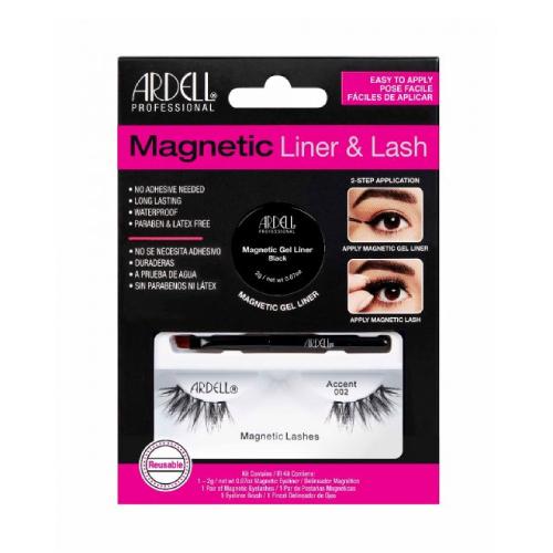 Ardell Magnetic Eyeliner & Lash Accent 002 - Waterproof Liquid Liner with Magnetic Lashes for Dramatic Eye Makeup | Perfect for Parties, Weddings & Special Occasions