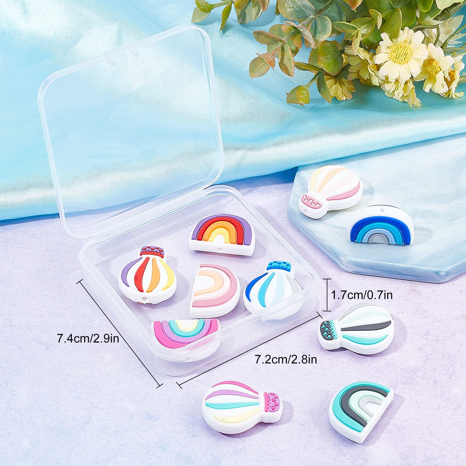 SUNNYCLUE Silicone Beads Rainbow Hot Air Balloon Charms for DIY Jewelry Making - Bracelets & Necklaces