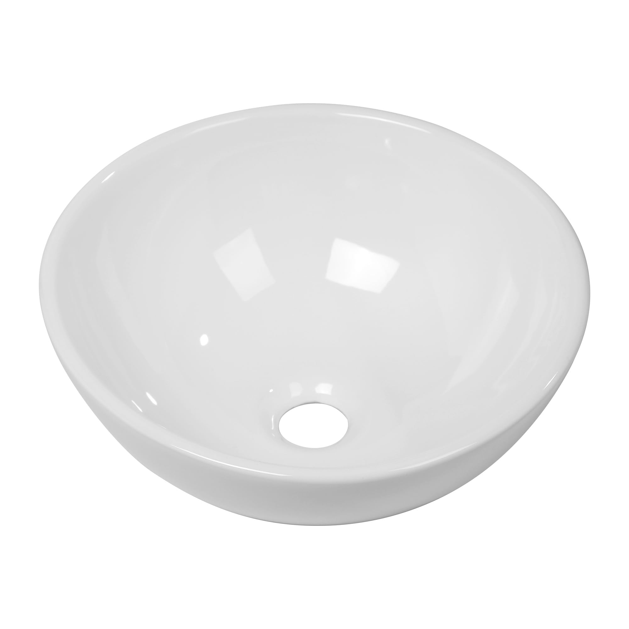 Logmey 16x16 Inch Round White Porcelain Vessel Sink - Modern Above Counter Bathroom Vanity Basin for Powder Room, Guest Bath & Master Bath | Durable Ceramic Design