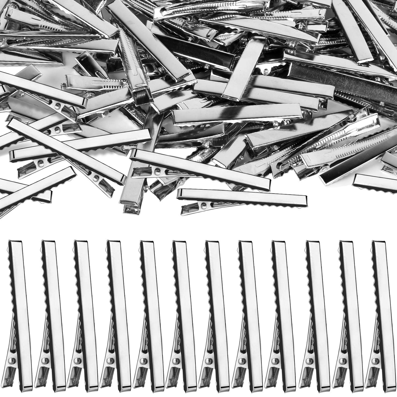 YGDZ 120pcs Silver Alligator Hair Clips - 2.17 Inch (5.5cm) Single Prong Flat Metal Hair Clips for Bow Making, DIY Crafts, Hair Styling & Accessories - Perfect for Salons, Weddings & Everyday Use