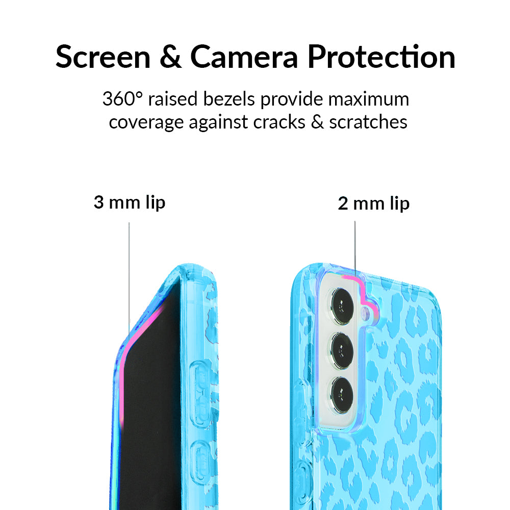 Aqua Blue Leopard Print Samsung Phone Case - Protective Cover for Samsung Galaxy [Model] | Durable, Slim Design for Everyday Use & Fashion Statement