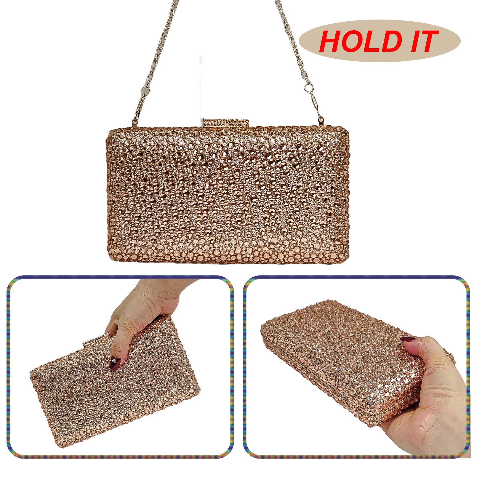 Sparkly Gemstone Clutch Rhinestone Handbag Crystal Purse for Women - Elegant Evening Bag for Parties, Weddings, Prom & Special Occasions