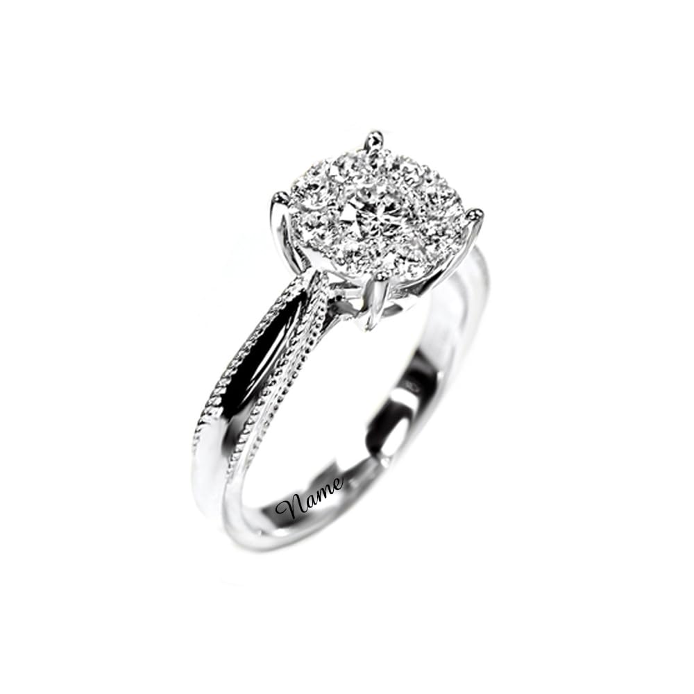 0.11ct Natural Diamond Engagement Ring for Women - 9K White Gold Cluster Wedding Band, G Color SI2 Clarity, Personalized Bridal Jewelry Gift for Her | Anniversary, Proposal, Valentine's Day