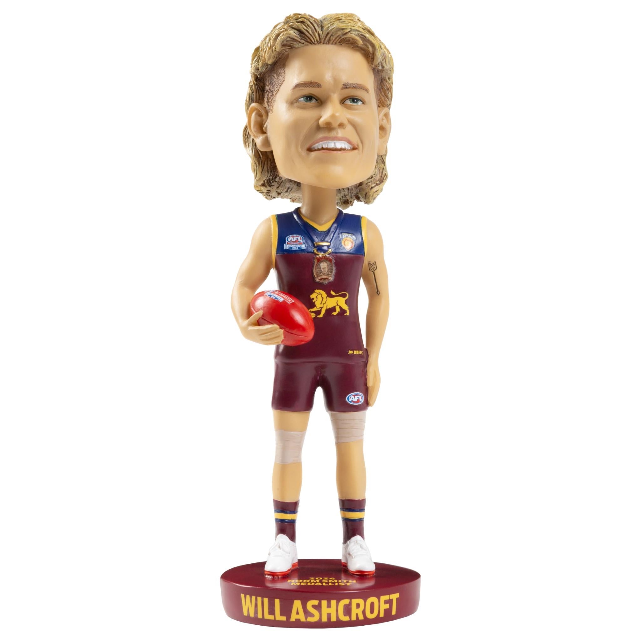 AFL Brisbane Lions Will Ashcroft 2024 Norm Smith Bobblehead - Collectible Sports Memorabilia for Fans & Home Decor