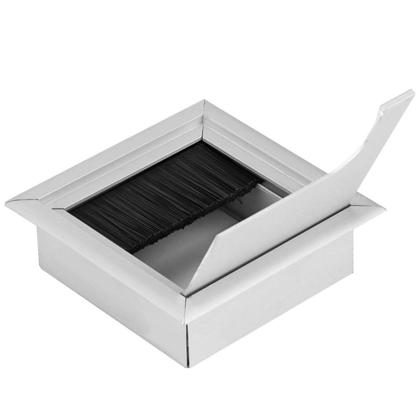 Metal Cable Hole Cover with Bristles - Aluminum Alloy Desk Cord Grommet for Wire Organization | Home Office Computer Desk Wiring Management & Protection | Perfect for Cable Pass-Through in Workstations & Gaming Setups