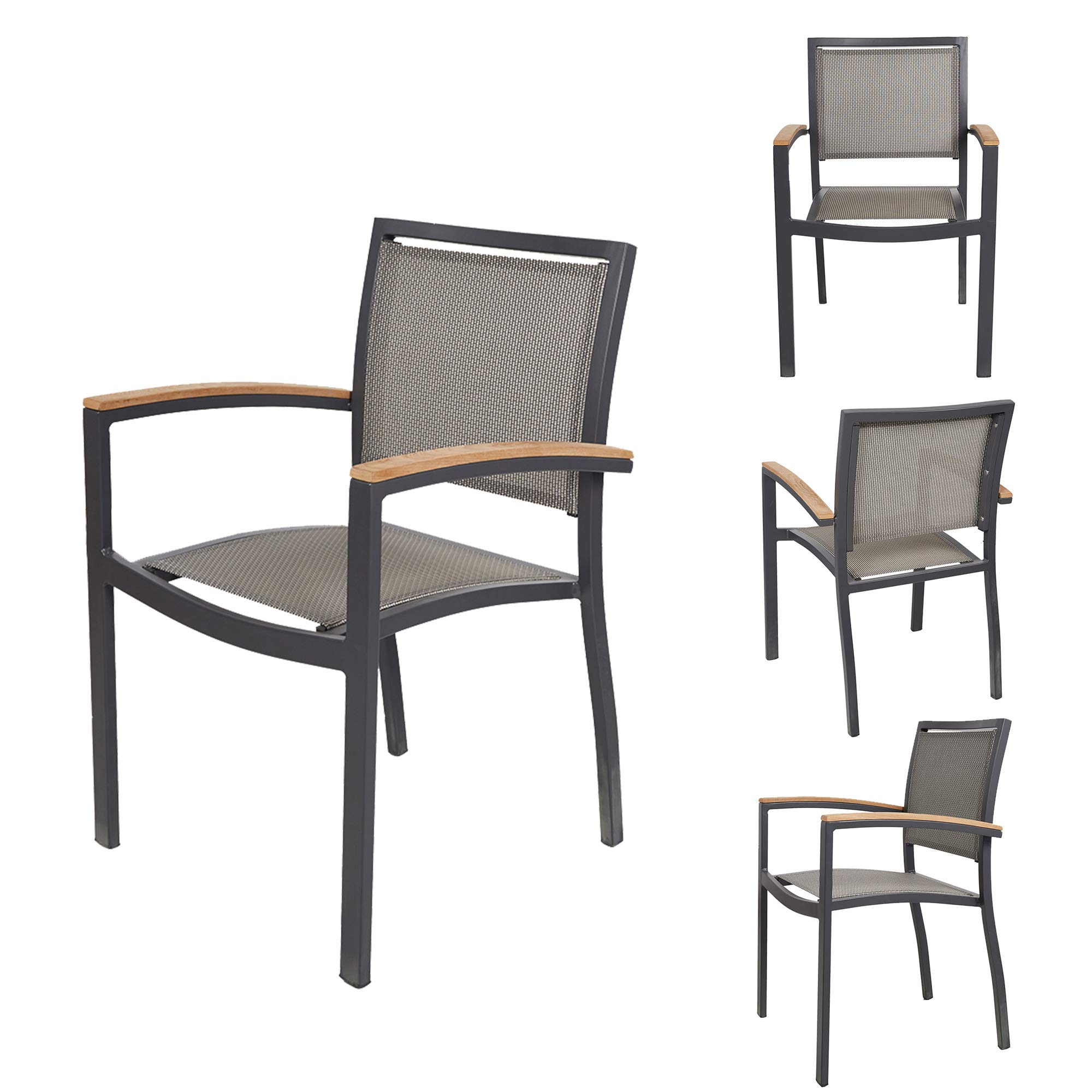 TRY & DO 4-Piece Patio Dining Chairs Set - Stackable Outdoor Chairs with Textilene Mesh & Aluminum Frame - Perfect for Garden, Balcony, Lawn, Deck & Indoor Use - Comfortable Armrest Dining Furniture for Backyard BBQs & Outdoor Entertaining