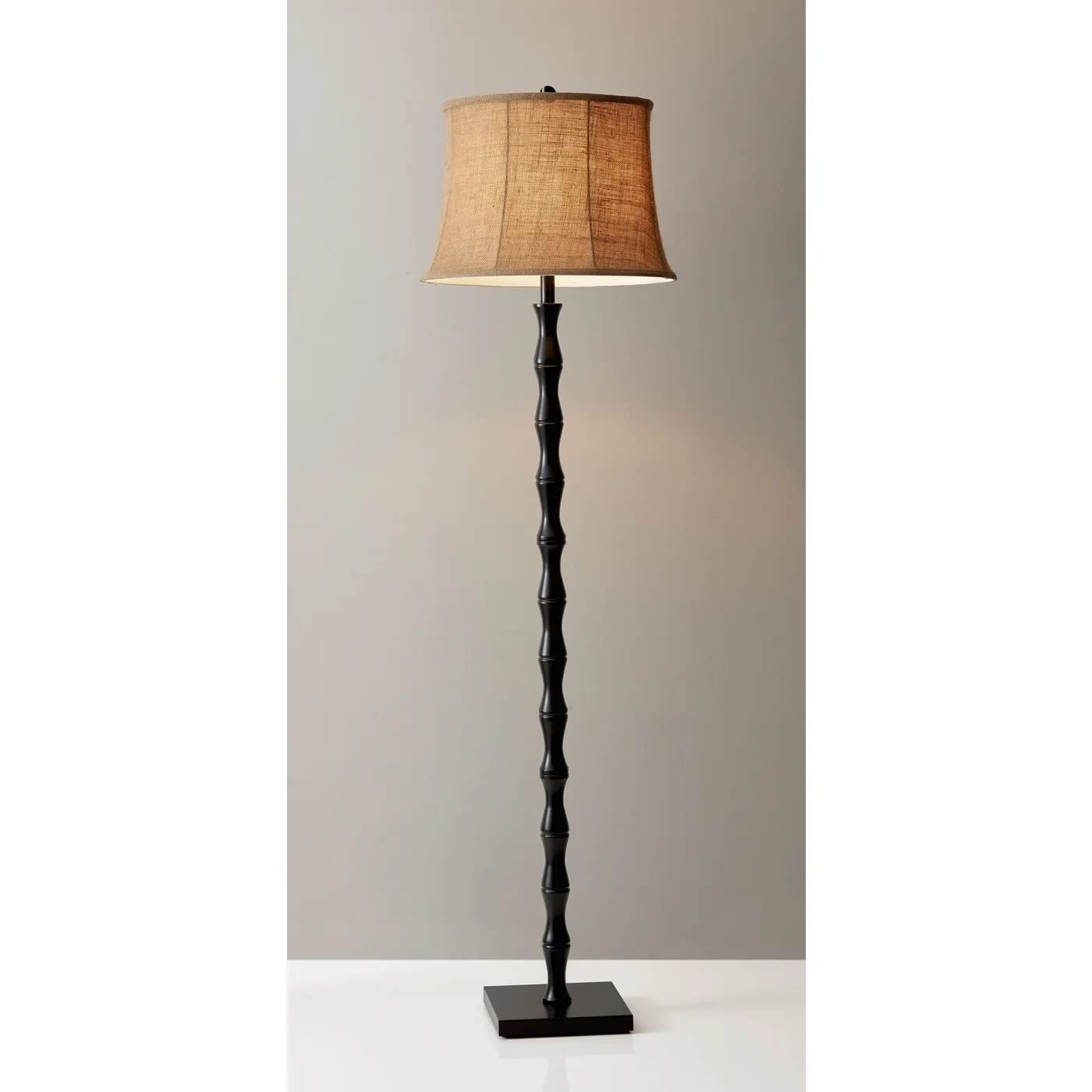 Adesso 1523-01 Stratton 62-inch Floor Lamp with 2 x 150W Bulb Sockets - Black/Brown Finish for Living Room, Bedroom or Office Lighting