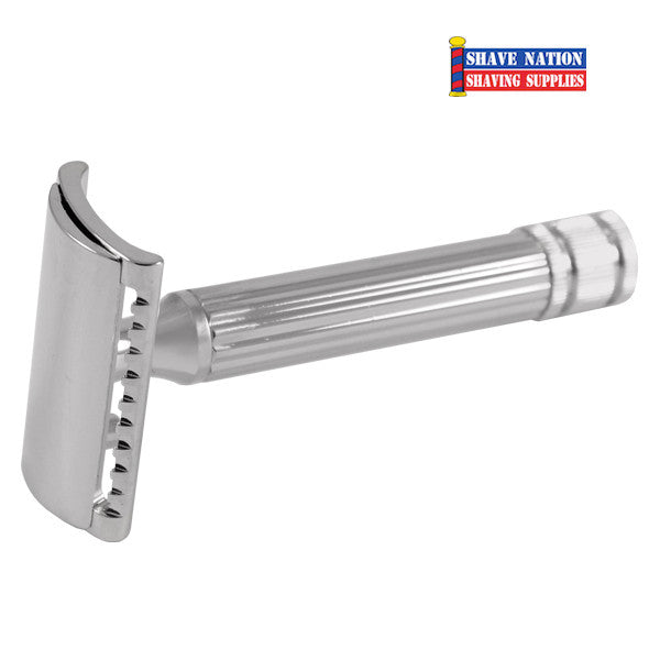 Fatip Grande Safety Razor - Polished Chrome Closed Comb for Men - Smooth Shaving Experience for Sensitive Skin - Perfect for Daily Use & Travel