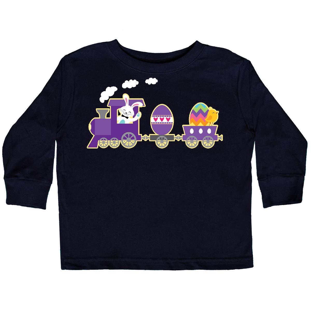 Inktastic Easter Bunny Rabbit Egg Train Toddler Long Sleeve T-Shirt - Cute Easter Outfit for Boys & Girls, Holiday Family Matching Tees - Perfect for Easter Egg Hunts, Spring Celebrations & Photoshoots