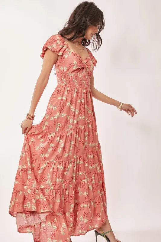 Elegant Sweetheart Neckline Textured Tiered Maxi Dress for Women - Perfect for Weddings, Parties & Summer Vacations