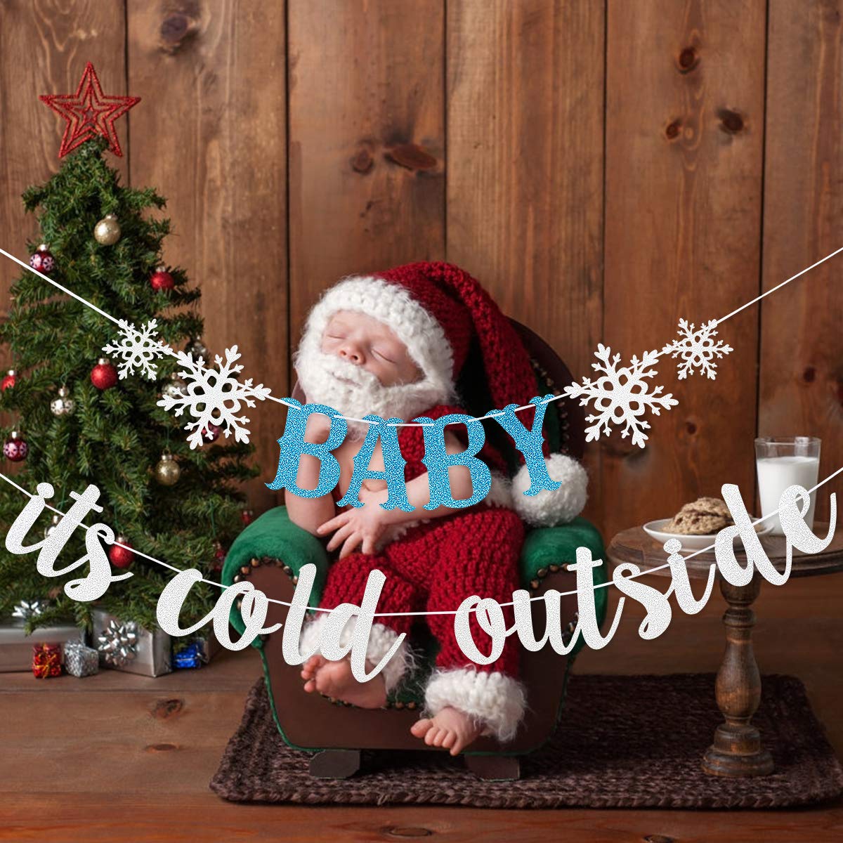 Silver Glitter 'Baby It's Cold Outside' Banner - Winter Wonderland Baby Shower & Birthday Party Decorations - Perfect for Indoor & Outdoor Holiday Celebrations