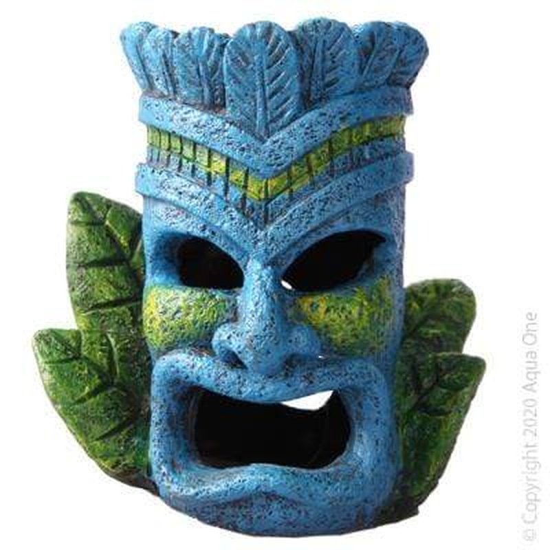 Aqua One Tiki Head Small Decorative Statue 9 x 7 x 11cm - Perfect for Home Decor, Garden Ornament, and Tropical Party Theme