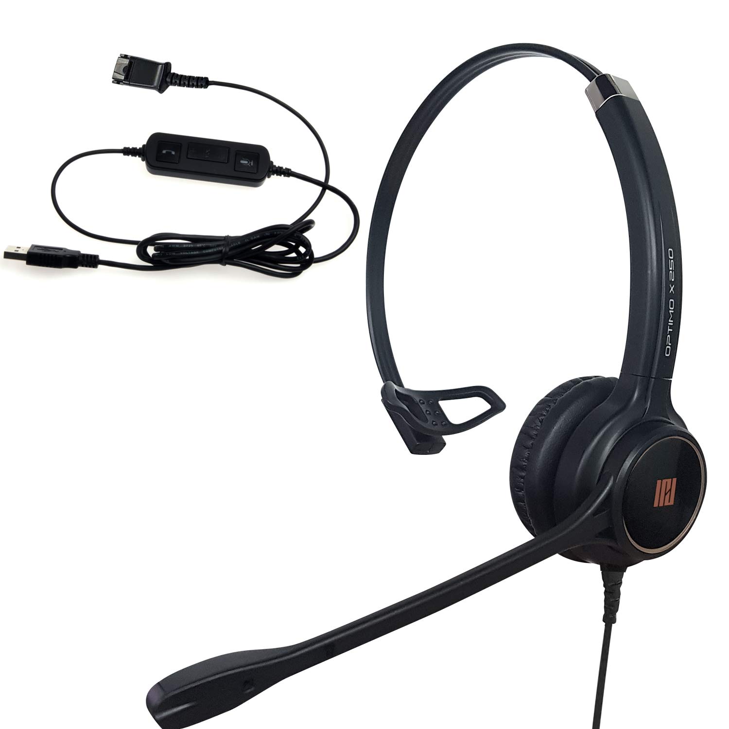 IPD IPH-250 USB Headset with Noise Cancelling Microphone for Office & Call Center - Compatible with Skype, Microsoft Teams, Cisco Jabber, Avaya One-X - Perfect for Remote Work & Online Meetings