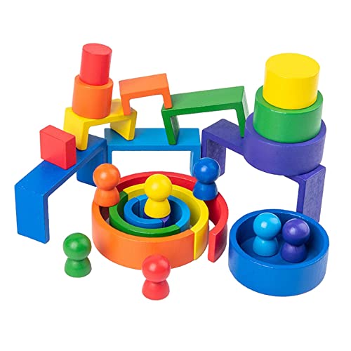 Colorful Rainbow Building Blocks - STEM Educational Toys for Kids Ages 4-6 | Creative Learning & Developmental Play for Preschoolers | Perfect for Classroom, Birthday Gifts & Indoor Activities