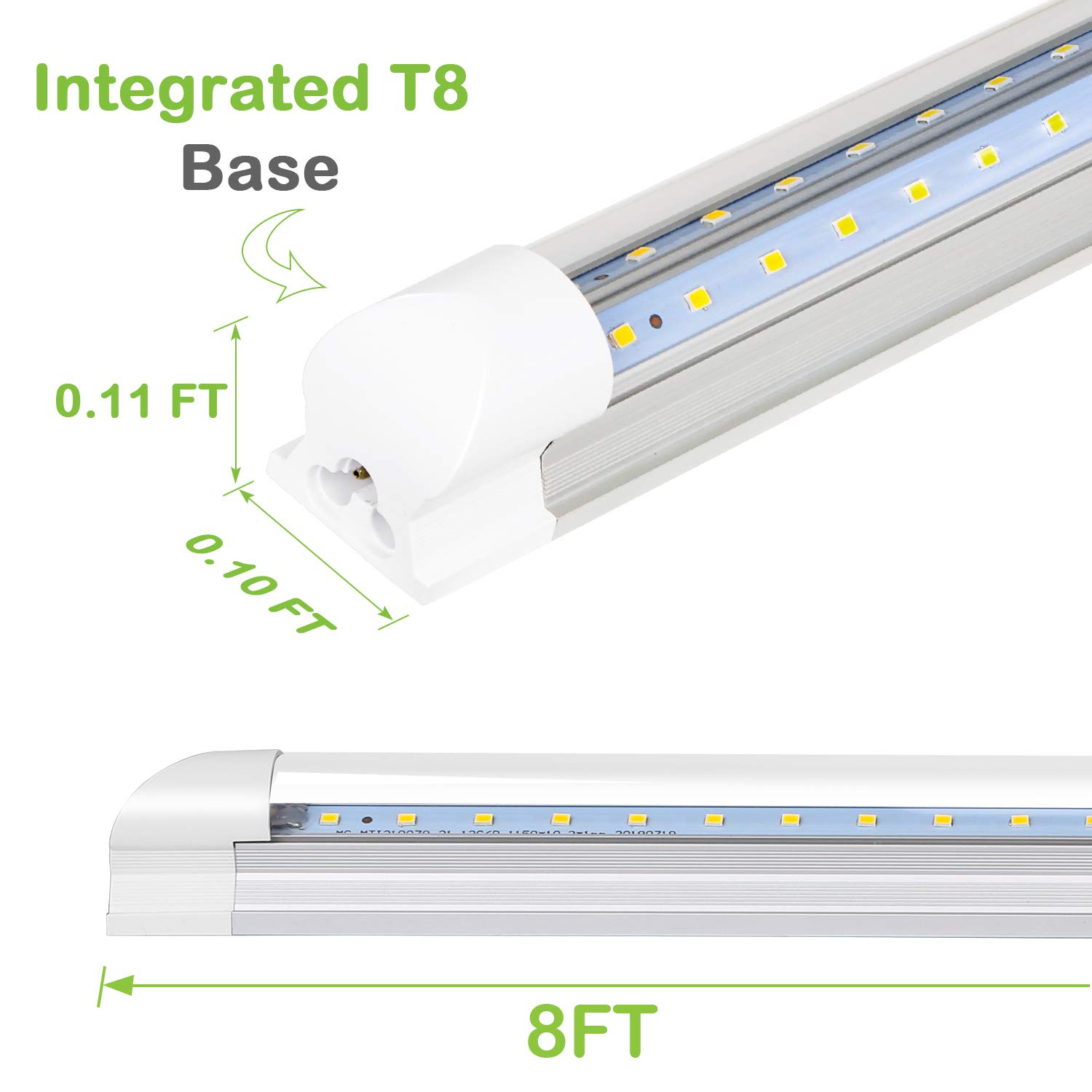 Hykolity 6 Pack 8FT LED Shop Light Fixture - 80W Integrated LED Tube Light, 10000LM Brightness, 5000K Daylight White, Linkable Design - T8 LED Tube Lights for Garage, Warehouse, Workshop - Plug and Play, ETL Certified - Perfect for Industrial, Commercial & Home Use