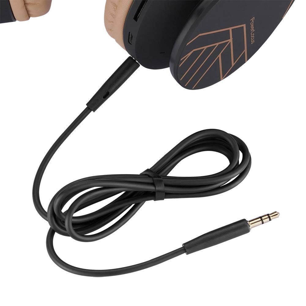 PowerLocus Wireless Bluetooth Over-Ear Headphones with Built-in Mic, Foldable Design & 30H Playtime - Compatible with iPhone, Samsung, LG, iPad (Black/Brown) - Perfect for Travel, Workouts & Home Entertainment