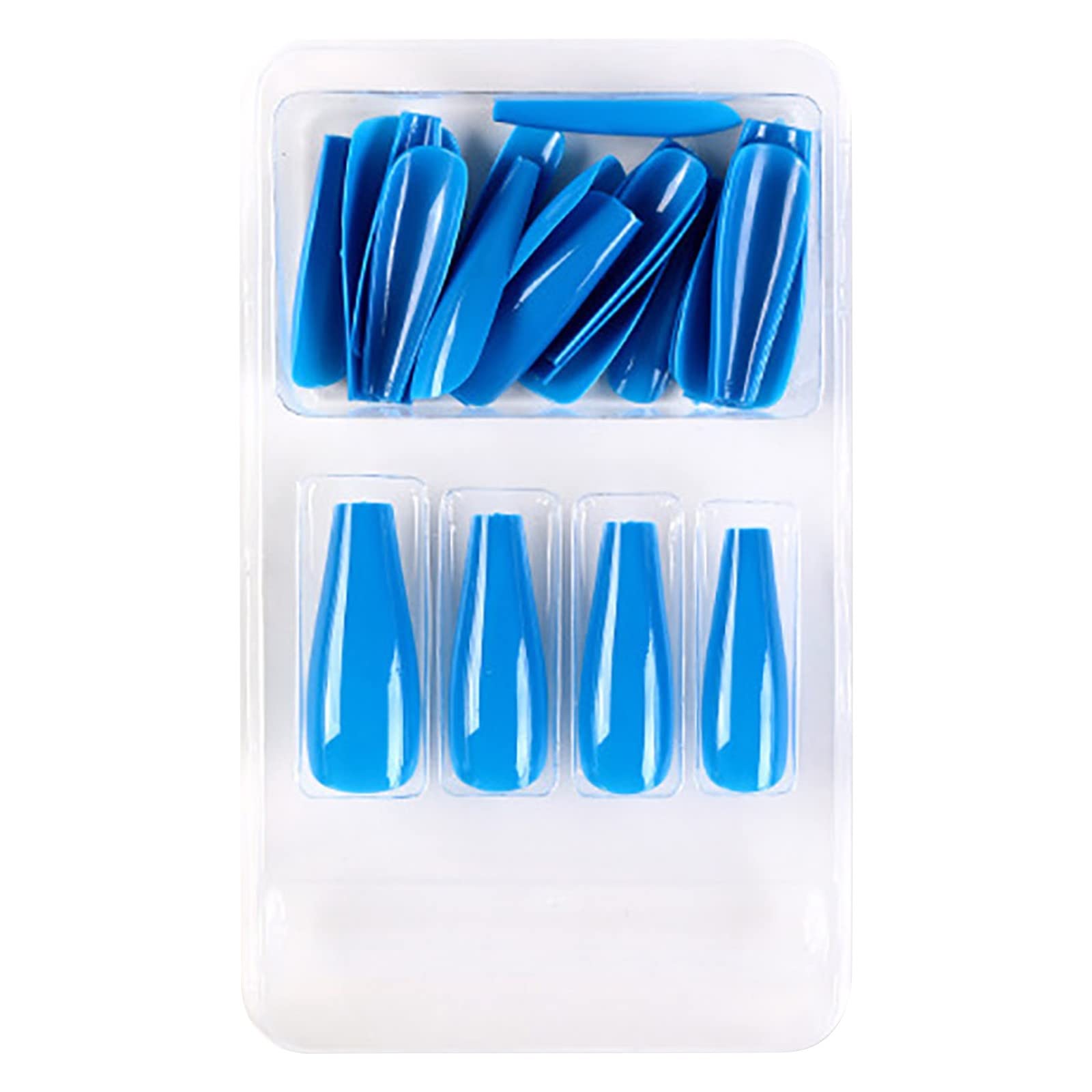 Long Clear Acrylic Nails Coffin Shape - 24pcs Full Coverage Press on Nails for Women & Girls - Glue Included - Perfect for Parties, Weddings & Special Occasions
