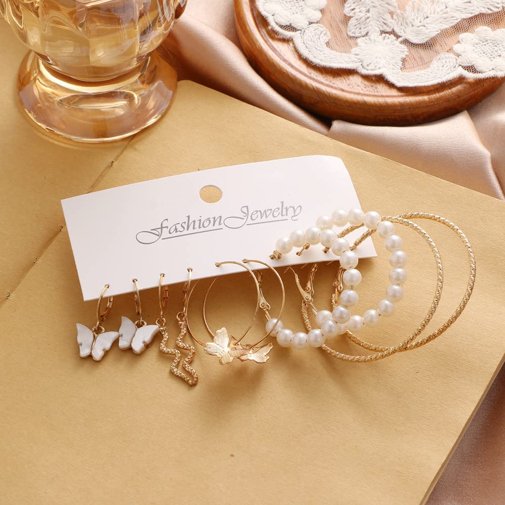 YouBella 5-Piece Gold Plated Hoop Earrings Set for Women & Girls - Stylish Western Jewelry Gift (Ybear_32945), Medium - Perfect for Parties, Dating & Everyday Wear