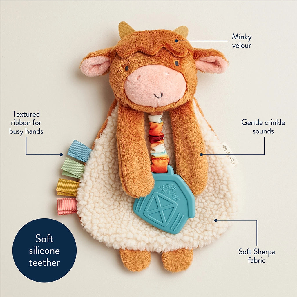 Highland Cow Itzy Friends Lovey™ Plush Stuffed Animal - Soft Cuddly Toy for Babies & Kids | Perfect for Nursery, Bedtime & Travel Comfort