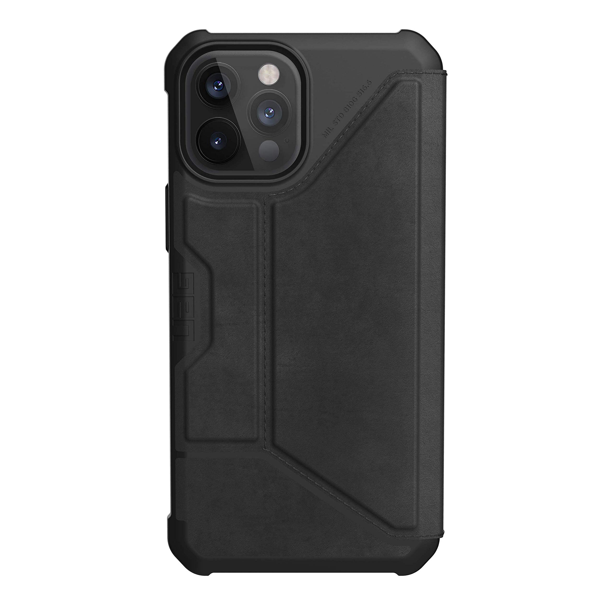 URBAN ARMOR GEAR UAG iPhone 12 Pro Max (6.7-inch) Rugged Case with Metropolis LTHR ARMR Design & Tempered Glass Screen Protector - Black | Shockproof Protection for Outdoor, Work & Daily Use