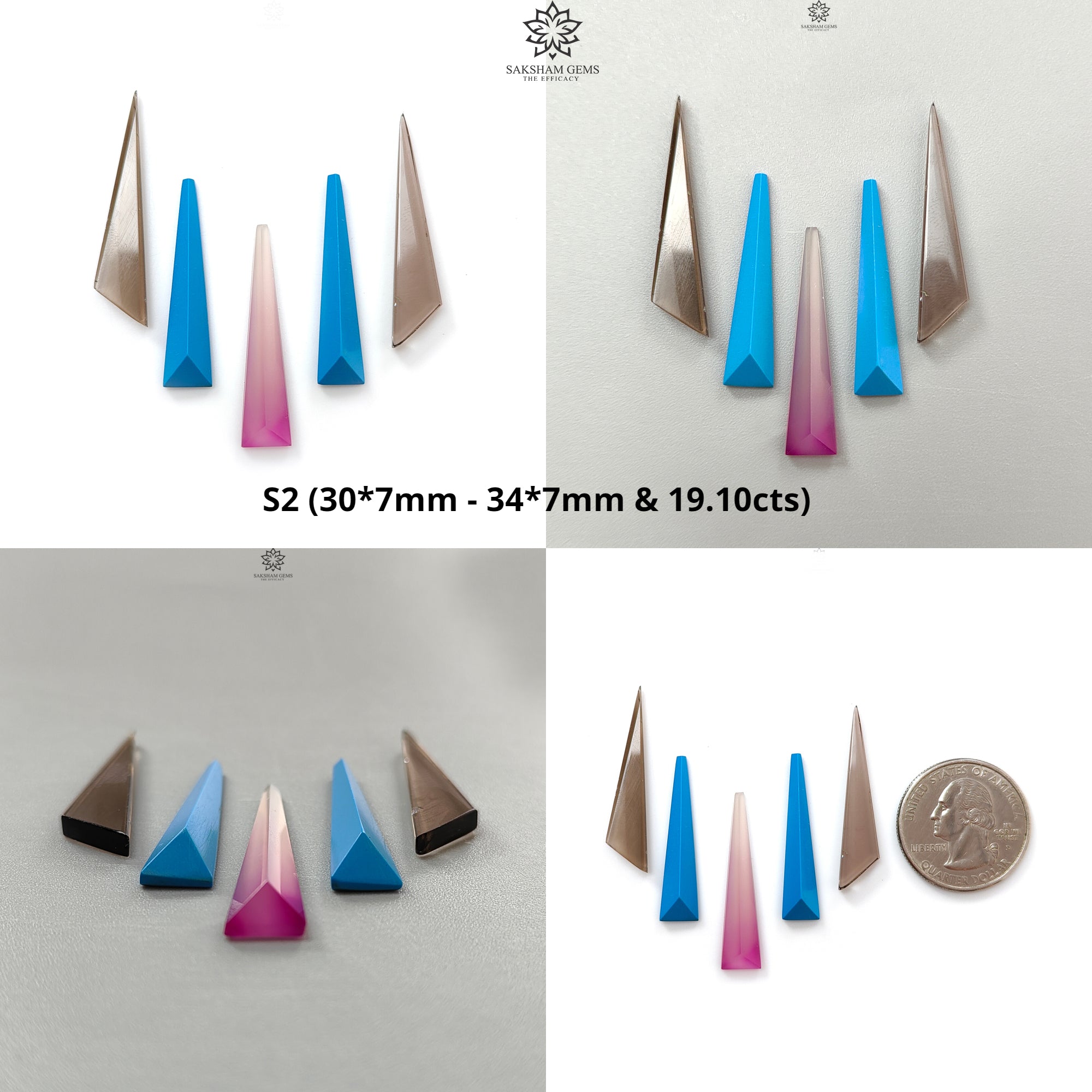 Natural & Synthetic Onyx Gemstone Beads - Multi Color Faceted Cut (4pcs & 5pcs Sets) for Jewelry Making, Necklaces, Bracelets & DIY Crafts - Blue Turquoise Fancy Shape Step Cut Beads
