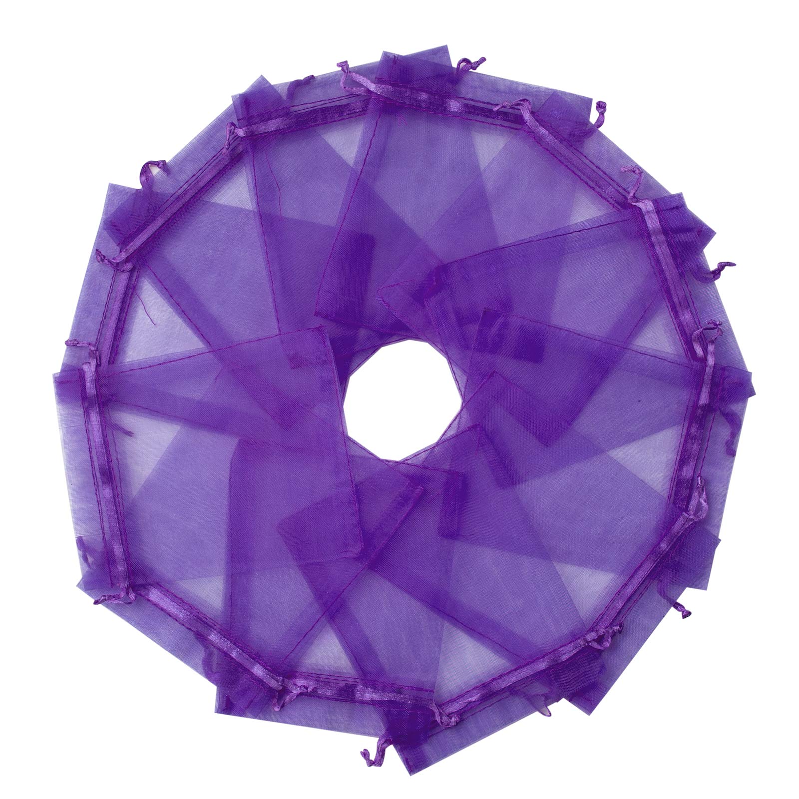 100pcs 3x4 Inches Sheer Organza Bags with Drawstring - Purple Jewelry Pouches for Wedding Favors, Party Gifts, Christmas Candy & Small Sachets | Perfect for Bridal Showers, Birthday Celebrations and Holiday Gift Wrapping