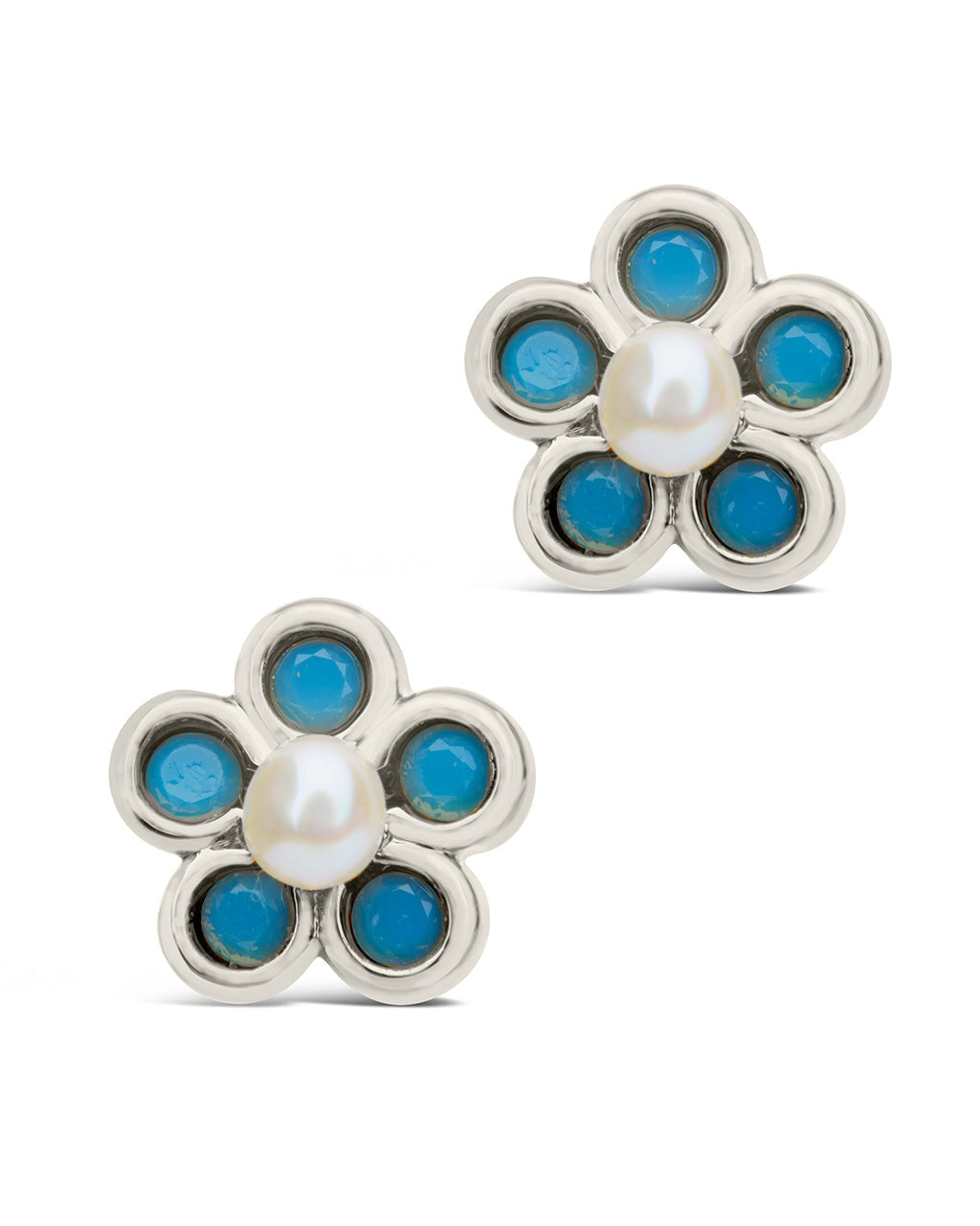 Lilo Turquoise & Pearl Flower Stud Earrings for Women – Dainty Bohemian Jewelry Gift for Birthday, Wedding, Party | Handmade Floral Earrings for Everyday Wear & Special Occasions