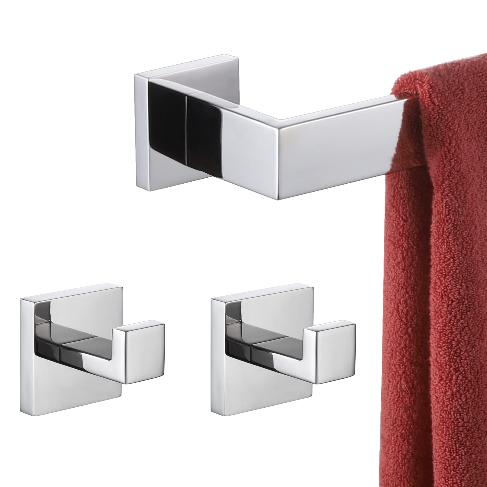 36-Inch Stainless Steel Towel Bar - Modern Bathroom Towel Holder & Coat Hook - Wall Mounted SUS 304 Polished Chrome - Perfect for Bathrooms, Bedrooms & Entryways - KOKOSIRI B05A3-CH-L36