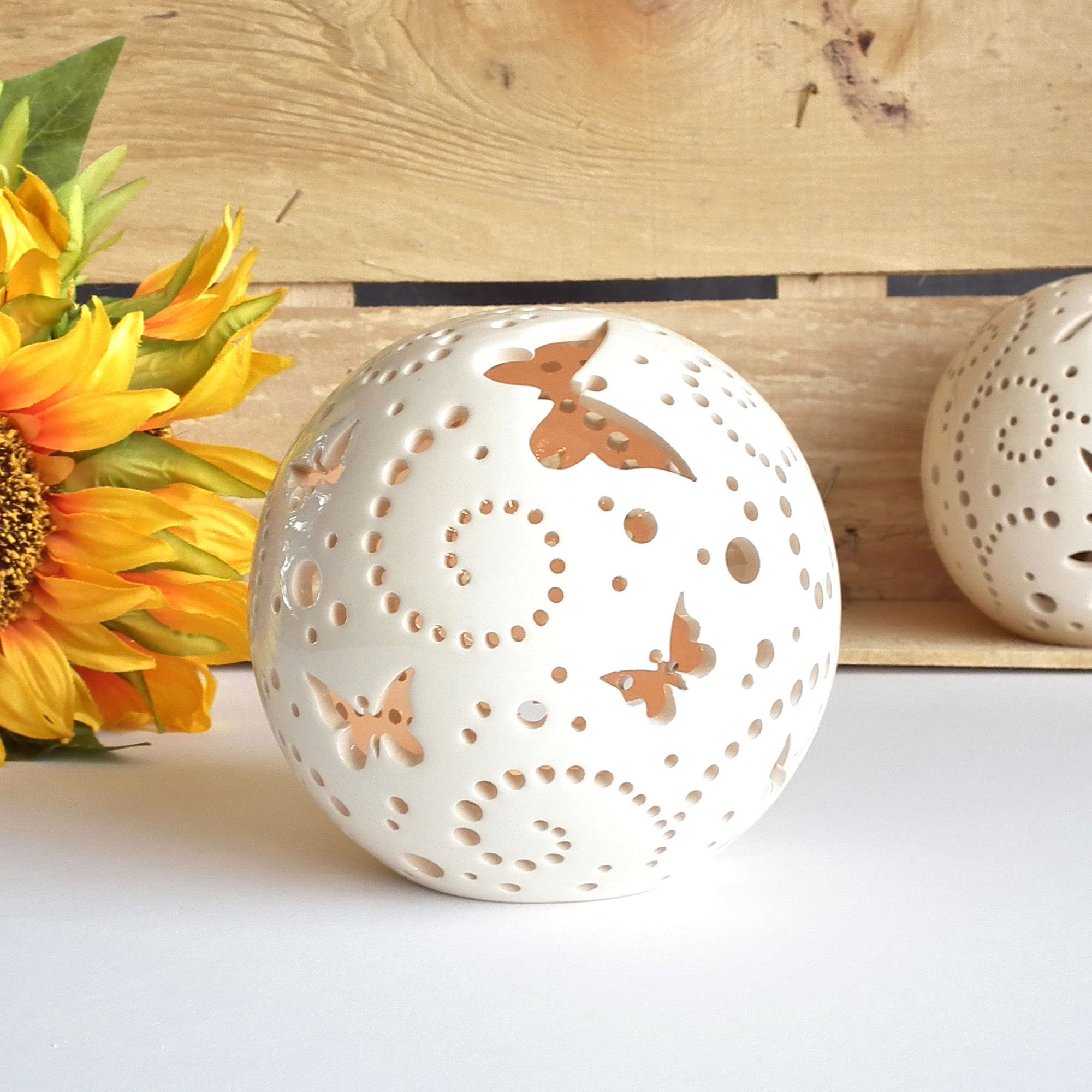 Handmade Butterfly Ceramic Lantern - Elegant Pottery Candle Holder for Home Decor, Wedding Centerpiece & Dining Tabletop - Perfect for Romantic Ambiance, Tea Light Display and Special Occasions