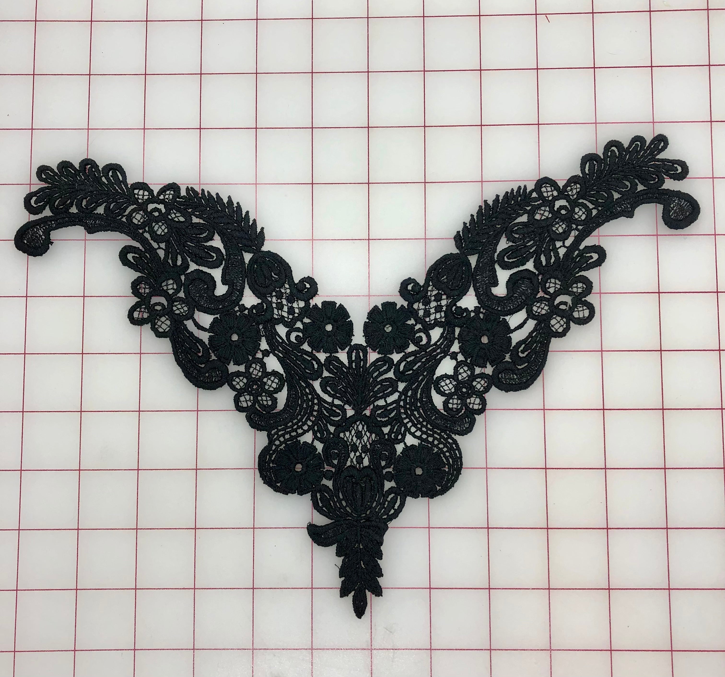 Elegant Black Venetian Lace Applique for Wedding Dresses & DIY Crafts - Perfect for Bridal Gowns, Costumes, and Home Decor