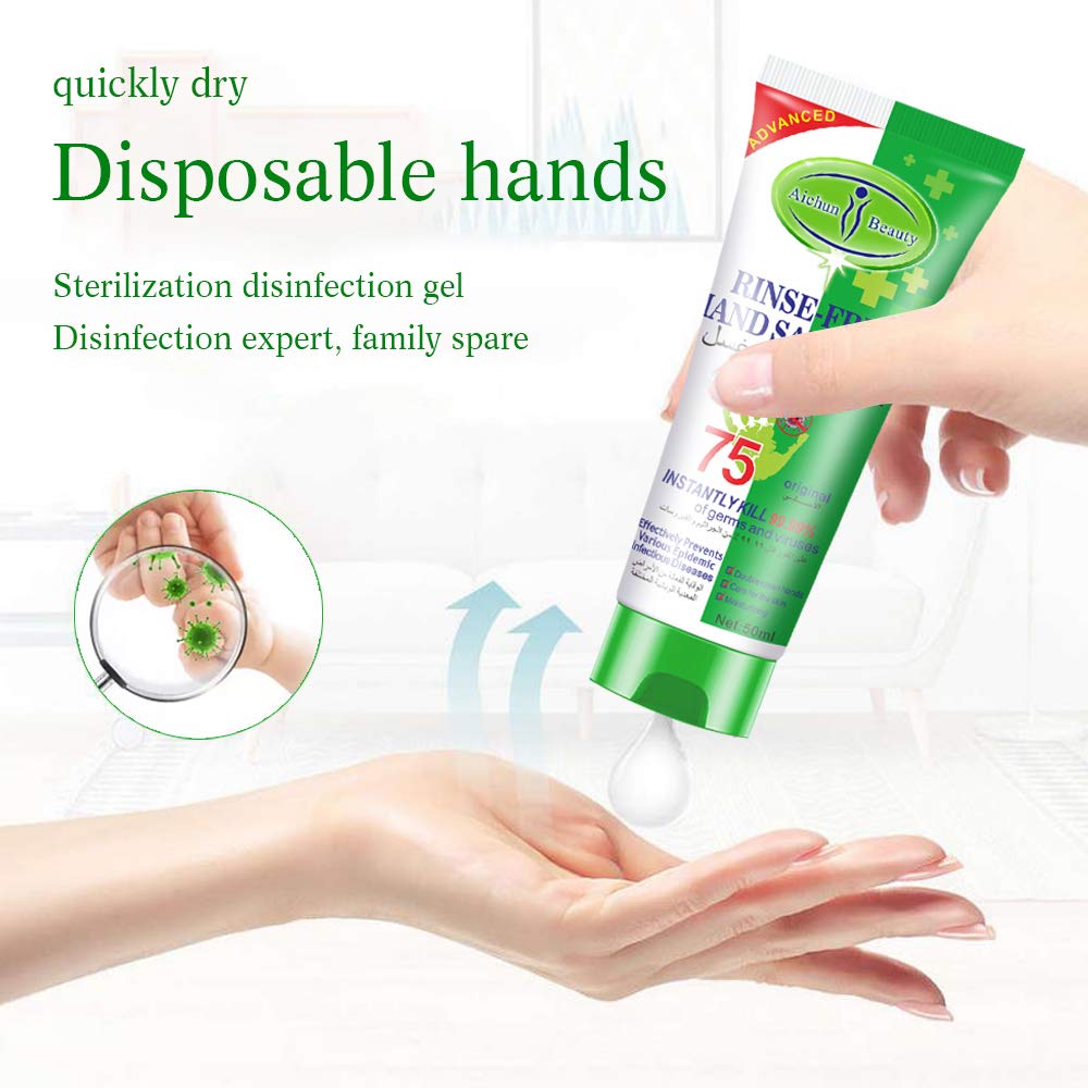 Portable Hand Sanitizer Gel - 50ml Alcohol-Based Disinfectant for Deep Hand Hygiene, No-Rinse Sterilizing Liquid (Ideal for Travel, Office & Public Use)