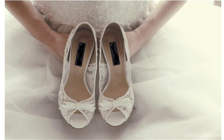 Ivory Lace High Heels Pointed Toe Sexy Wedding Shoes for Bride - Elegant Bridal Pumps with Bow Detail, Perfect for Weddings, Prom, Parties and Special Occasions