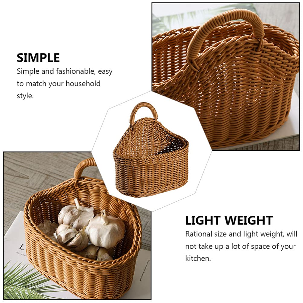 Cabilock Handwoven Woven Belly Basket - Plastic Cutlery Storage Organizer & Hanging Bin for Kitchen, Table, Cabinet, Pantry - Perfect for Forks, Spoons, Napkins & Serving Utensils (21x19cm) - Ideal for Dining Room Organization, Party Serving & Small Space Storage