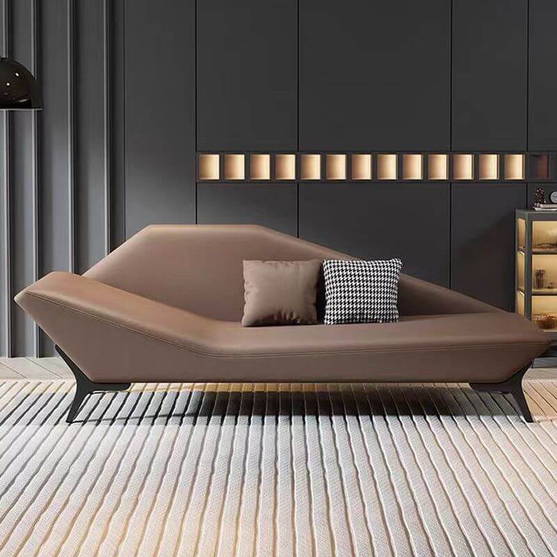 Premium Genuine Leather Chaise Lounge Chair - Gray/Chestnut/Beige - Right/Left Facing - Living Room Furniture for Relaxation & Home Decor