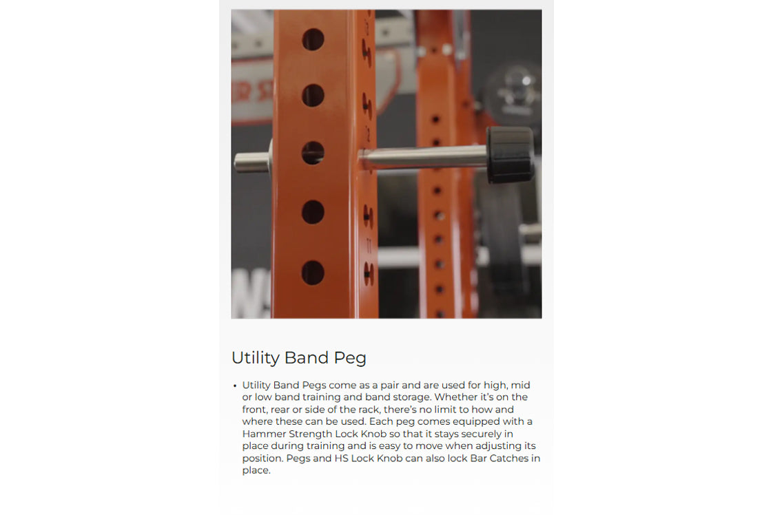 Hammer Strength Utility Band Peg Rack Attachment - Heavy Duty Resistance Band Hook for Home & Gym Workouts - Perfect for CrossFit, Powerlifting, and Functional Training